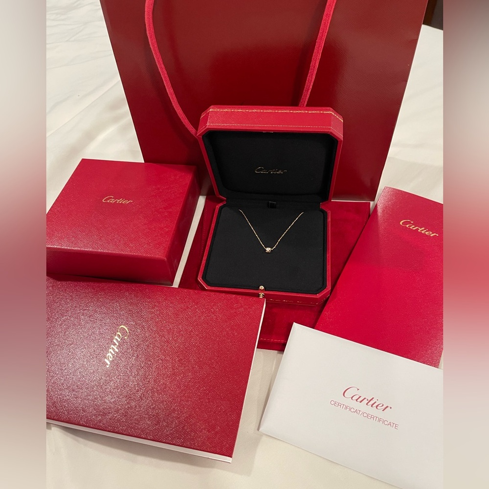 Cartier special piece 0.25ct Solitaire Diamond 💎 necklace 18k rose gold